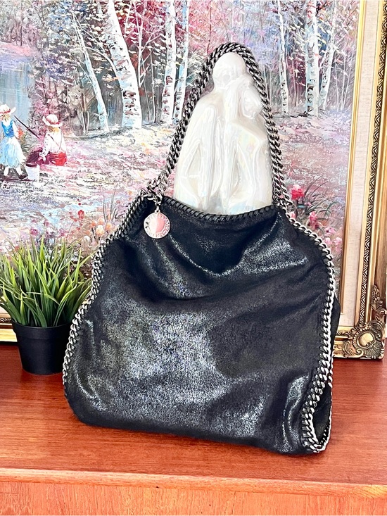 Stella McCartney Handbags - Stella McCartney Falabella Fold Over Tote Large Black Shaggy Deer Chain Bag